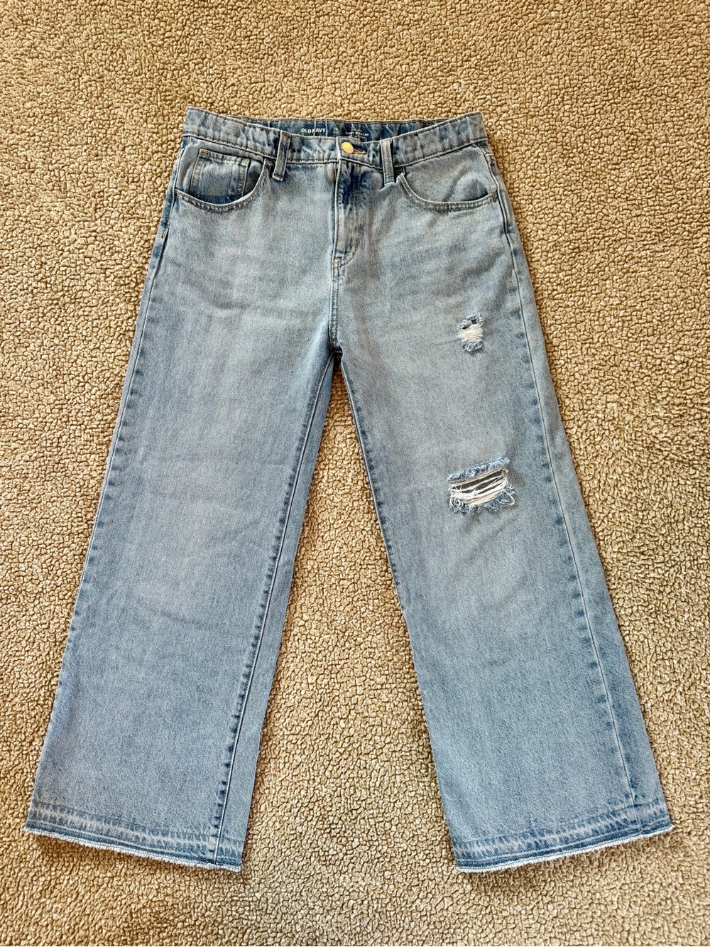 Old Navy Girls Size 14 Plus High Rise Baggy Wide Leg Distressed Jeans